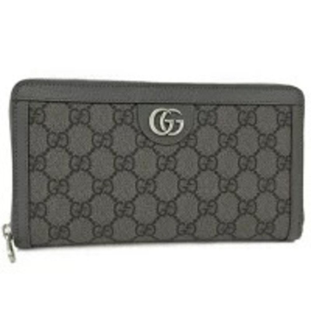 GUCCI Round Zip Long Wallet Gray GG Marmont Supreme